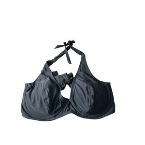 Shapermint Essentials Halter Sleek & Chic‎ Bikini Top Black Large Full Coverage